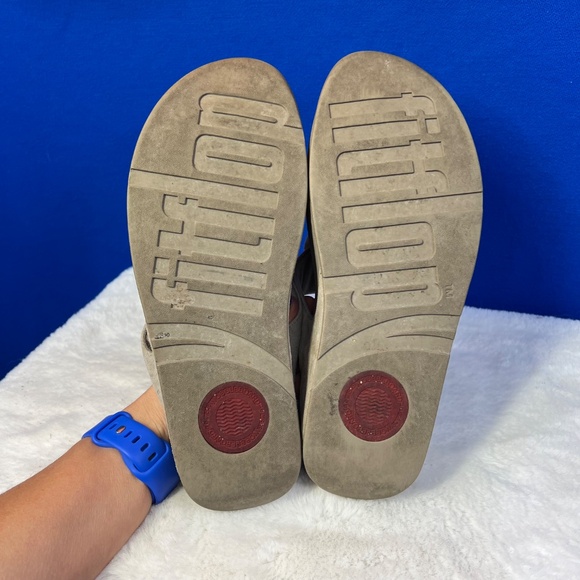 |•FITFLOP•| Tan Leather Flower Comfort Sandals Size 9 - Picture 7 of 8